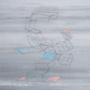 O. T., Acryl, Graphit und Öl auf Leinwand, 150 x 150 cm, 2012