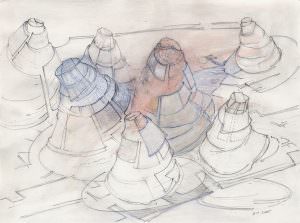 Architektur, Bleistift und Farbstift auf Papier, 26,5 x 35,5 cm, 2005
