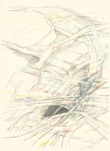 Landschaft, Kohle und Aquarell auf Papier, 107 x 78 cm, 2007 - 2016