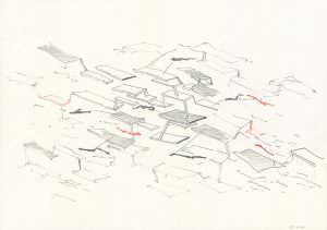 O.T., Bleistift und Farbstift auf Papier, 42 x 59,4 cm, 2012